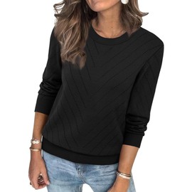 Black Sweaters for Women Long Sleeve Shirts Crew Neck Cashmere Sweaters Pullover Knit Tops Fashion Winter Clothing 2025 L
