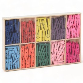 MIJOMA Mini Wooden Clothes Pegs 25mm - Perfect for Crafts, Decoration and Gift Wrapping (Multi-Colour)