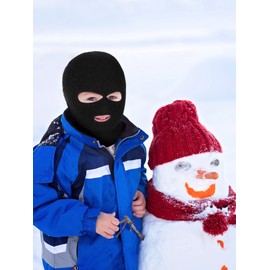 2 Pcs Kids 3-Hole Ski Mask Children Knitted Full Face Mask Winter Balaclava Face Cover for Kids Boys Girls(Black)