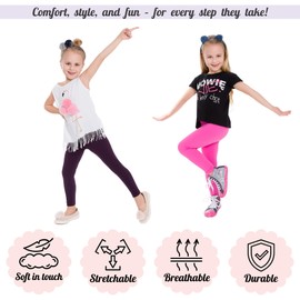 hi!mom Girls Cotton Leggings Kids Pants Plain Full Length Children Trousers Age 2-13 Orange