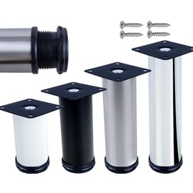 Stahlia 1 x Furniture Leg | Stainless Steel | 10 cm Height Diameter 50 mm | Load Capacity up to 150 kg | Furniture Foot Adjustable Cabinet Feet Feet for Furniture Height-Adjustable Feet