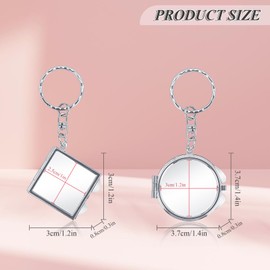 LuckyOpt 2 Packs Mini Mirror Keychain, 1.3inches Cute Foldable Small Compact Mirror for Purses, DIY Gift Pocket Mirror for Festivals or Anniversaries, Gift for Women (Square+Circular)