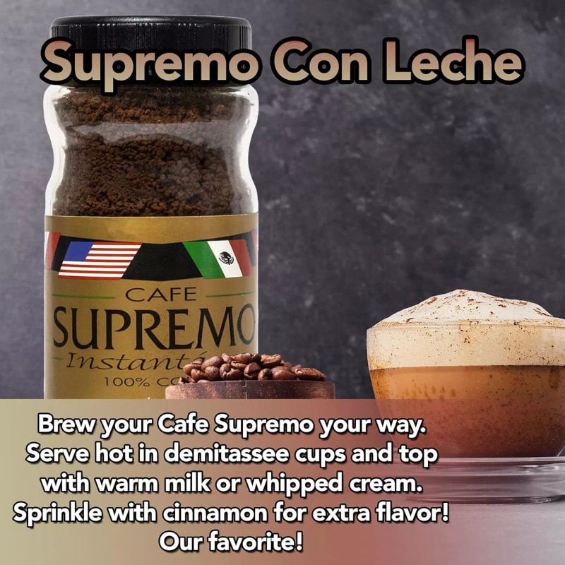Cafe Supremo 100% Espresso Instant Ground Dark Roast Coffee Jar