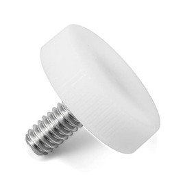 1/4"-20 x 1/2" Thumb Screw Stainless Steel - White Knurled Round Plastic Oversized Knob - Standard/Coarse Thread Thumbscrew - Length: 0.500" - Proudly Built in USA - Package of (4)