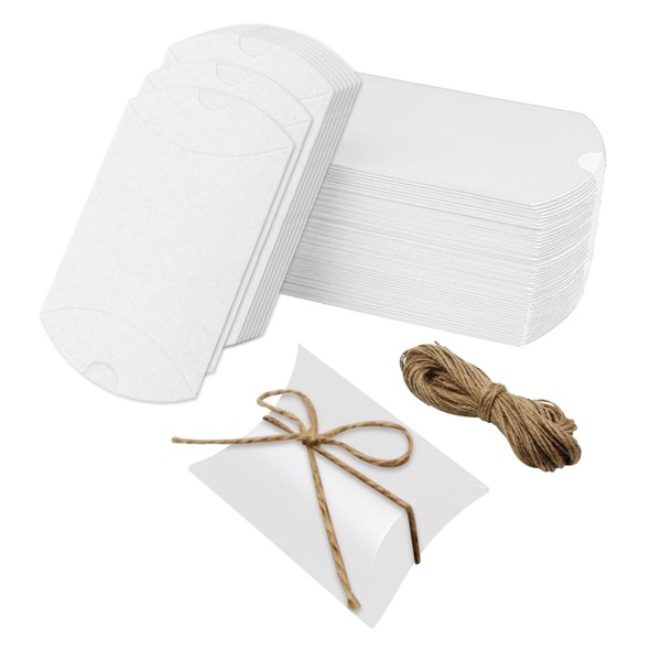QYCX 100 Pcs Kraft Pillow Boxes, Small Gift Boxes, 3.5