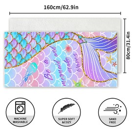 Danbghyuo Strandhandtuch, Strandtuch groß 80x160 cm Mikrofaser Schnelltrocknendes Bedrucktes Saunahandtuch mit Fischschwanzmuster für Sport Travel Yoga Camping Beach Gym