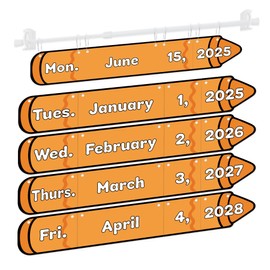 Nufiwra Flip Calendar for Classroom, Crayon Calendar Bulletin Board Set Includes 54 Date Cards & Adjustable Holder for Classroom Decor, Back to School & Home Teacher Supplies, Years 2025-2028