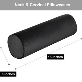 Tinbolunce Neck Roll Pillowcases with Zipper - Full Moon Bolster/Round Cylinder Pillow Case Covers for Bedroom, Living Room, Sofa - Solid Color Neck Cervical Pillowcase Cover 18 x 6 (Black)