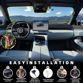 Dash Cam Hardwire Kit, Type C USB Hard Wire Kit 12V-24V to 5V Hardwire Kit 24H Parking Monitoring with Low Voltage Protection
