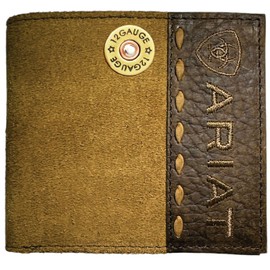 Custom 12 Gauge Shotgun ARIAT RoughRider Leather and Suede Bifold Wallet