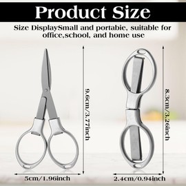 2 Pcs Silver Folding Scissors Stainless Steel Mini Scissors 8.3X 2.4cm Safe Portable Small Scissors Travel Scissors for Home Office School Sewing Paper Cutting