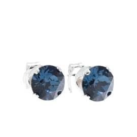 pewterhooter Women's 925 Sterling Silver Stud Earrings – Sparkling Crystal (Montana Blue)