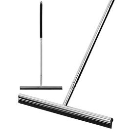Floor Squeegee Scrubber 59inch Long Stainless Steel Handle with 15inch Wide Silicon Rubber Blade Squeegee Broom for Floor Washing and Drying Shower Glass, Garage，Window，Marble, Wood Surfaces.