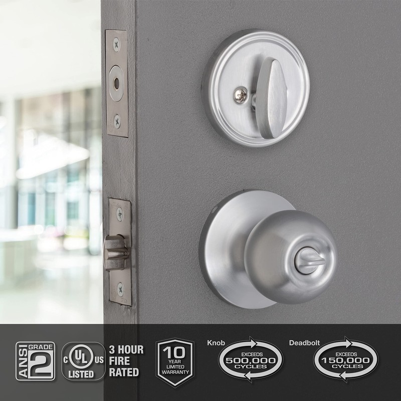 BRINKS Commercial - Keyed Entry Door Knob with Deadbolt Set,
