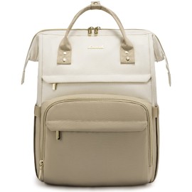 LOVEVOOK Laptop Backpack Women's 17 Inch Large School Backpack Teenager Work Backpack Business Backpack Teacher Bag Backpack Hand Luggage 40 x 30 x 20 for Travel Uni School Beige Khaki