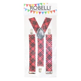 Red Tartan Accessory 2.5cm Wide Braces Scottish Scotland Theme Burns Night Fancy Dress