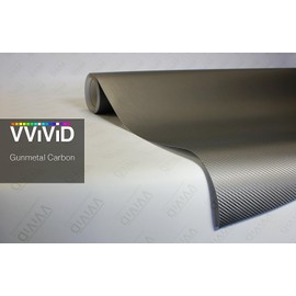 VViViD XPO Gunmetal Grey Carbon Fiber 5 Feet x 1 Foot Car Wrap Vinyl Roll with Air Release Technology