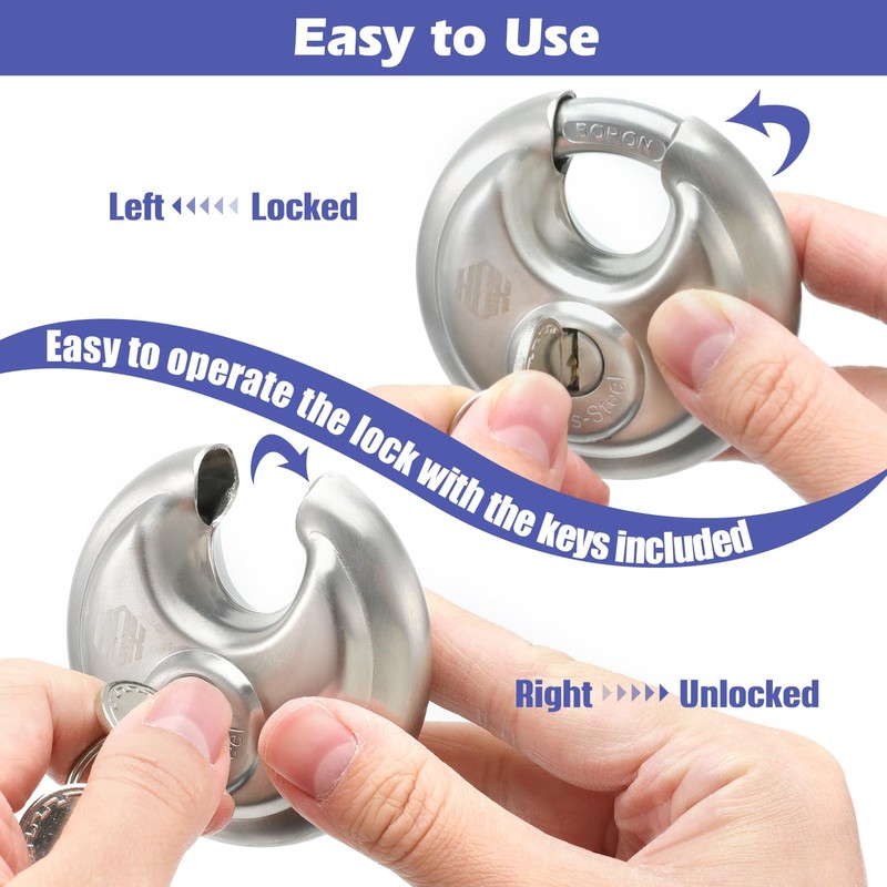 Heavy Duty Padlock with Key – 70mm Stainless Steel Commercial