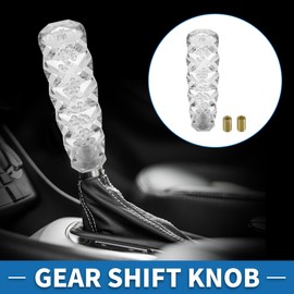 A ABSOPRO Universal Shift Knob 15cm Stick Shifter Lever Knob with 2 Adapter for Automatic and Manual Vehicle Acrylic Clear