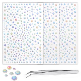 Self Adhesive Face Gems and Pearls for Makeup, Festival Jewels, Hair Gems, Rhinestone Stickers for Face, Eye, Makeup, Nail, Body, Crafts 3/4/5/6 mm 975Pcs (23.Pearl_whiteab)