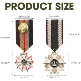 DKUWBJAS 4PCS Retro Vintage Metal Military Medal Brooch Pins Set, Badge Pins and Epaulettes for Men's Uniform Decor, Geometric Costume Accessories for Coat Jacket