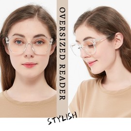 OCCI CHIARI Clear Reading Glasses for Women 3.0 Fashion Oversized Readers 1.0 1.25 1.50 1.75 2.0 2.25 2.50 2.75 3.0 3.5 (Clear, 3.00)