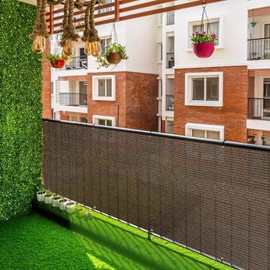 Goleray 3'x10' Privacy Screen Balcony Covers for Apartments Patio Fence Panels for Railing, UV Protection Outdoor Temporary Fencing for Deck Porch Garden, Brown