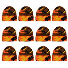 Gelante Unisex Beanie Cap Knitted Warm Solid Color and Multi-Color Multi-Packs 2060A-12OrangeCamo