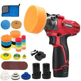 Cordless Buffer Polisher, 12V Mini Wax Buffer & Sander with 2 X 2.5Ah Battery & Charger, 1/2/3" Backing Plate, 40pcs Polishing Pads, Variable Speed for Car Detailing/Buffing/Sanding/Waxing