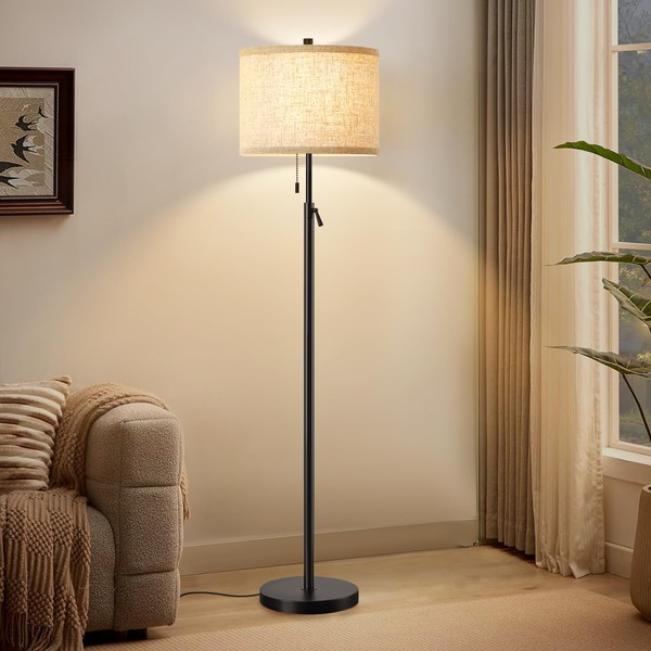 GyroVu Black Floor Lamp, Height Adjustable Standing Lamp Tall Lamp