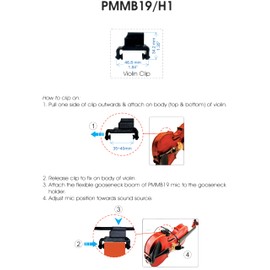 Rannsgeer PMMB19-LS-VL Musical Instrument Microphone with Violin Clip On & 5 Connectors