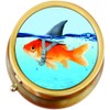 Fish with Shark Fin Brass Round Pill Box
