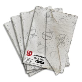 Diamond Rings Printed Tissue Paper for Wedding Gift Bags or Boxes and Wrapping - Bulk Decorative Art Tissue Paper for Engagement Packaging and Gifting | 24 Sheets 20" x 30"