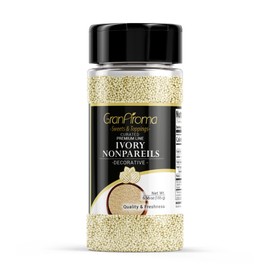 GranAroma Ivory Nonpareils, Decorative Sprinkles, Cakes & Cookies, Bakery Staple (6.5 Oz)