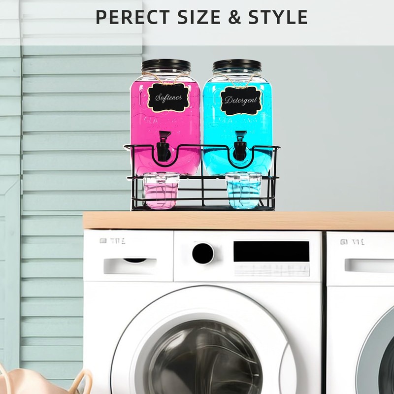 Roetell 2 Sets 1 Gallon Laundry Detergent Dispenser with Stand,