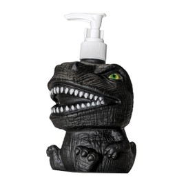 GoFika Vinyl Dinosaur Refillable Hand Soap Pump Dispenser Lotion Shampoo Sanitizer Bottle 11.8oz Kids Adults Friendly for Kitchen and Bathroom Accessories Cute Animal Look (Black)