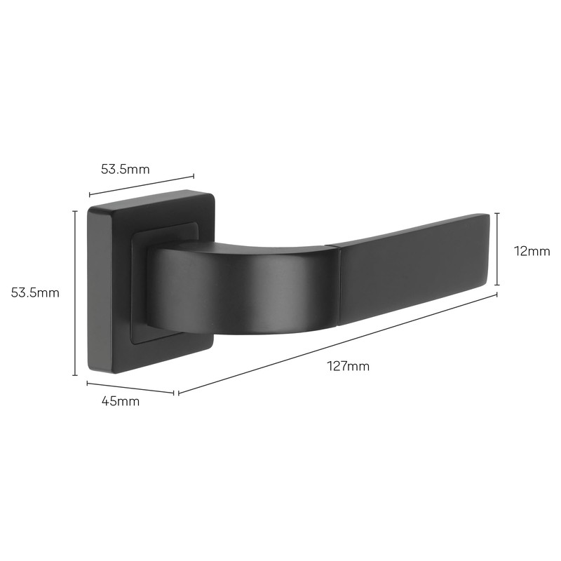 Yale Bologna Black Door Handle 35-ZR-8x8-A003-WC-56-11, Stylish Modern Design for