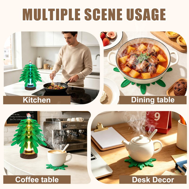 Silicone Tree Trivets for Hot Dishes Hot Pots and Pans