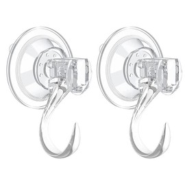 2 pack Suction Cup Wreath Hanger ，Large Clear Vacuum Heavy-Duty Reusable Wreath Hooks，use for Windows Tiles Glass Smooth Doors Mirrors to Hang Bags Coats Umbrellas kitchenware and Christmas Wreaths