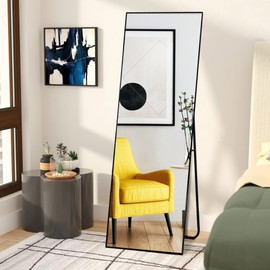 NeuType 55"x16" Full Length Mirror Wall Mirror Full Length Body Mirror Bathroom Mirror Floor Mirror Black Mirror Wall-Mounted Mirrors Large Mirror