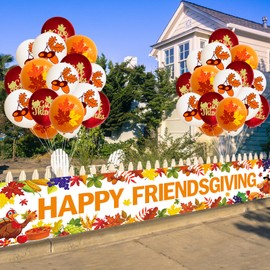 31Pcs Large Happy Friendsgiving Banner Outdoor Thanksgiving Banners Funny for Thanksgiving Yard Decorations Thanksgiving Banners for Outside for Thanksgiving Banner Decorations