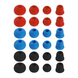 YINETTECH 12 Paar weiche Anti-Drop-Ohrstöpsel, Silikon-Schutzhülle, 4 Größen, kompatibel mit Powerbeat 2/Powerbeat 3 kabellosen Kopfhörern, Schwarz / Blau / Rouge