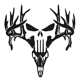 Hunting Dead Head Deer Skull Decal – Hunting Dead Head Deer Skull Sticker Waterfowldecals – 7439-SW-1 (Medium, White)