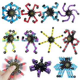 Transformable Fidget Spinner, Fidget Toys Bulk for Adults, Transformable Chain Robot Finger Toy DIY Deformation Robot Mechanical Spinners Stress Relief Fidget Toy for Teens Adults (10)