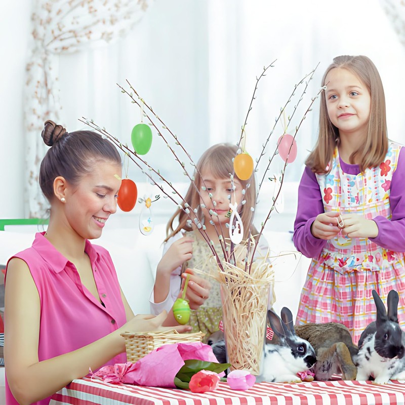 Pack of 12 Easter Eggs Hanging Easter Eggs with Ribbon,