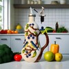 18 Oz Hand Painted Relief Ceramic Olive Oil Bottle Dispenser