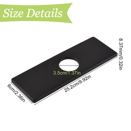 UFURMATE Tap Plate, Black Stainless Steel Hole Cover Deck Plate Kitchen Tap Single Hole Cover Plate Rectangular Sink Tap Cover Crest for Bathroom Kitchen (25.3 x 6 cm)