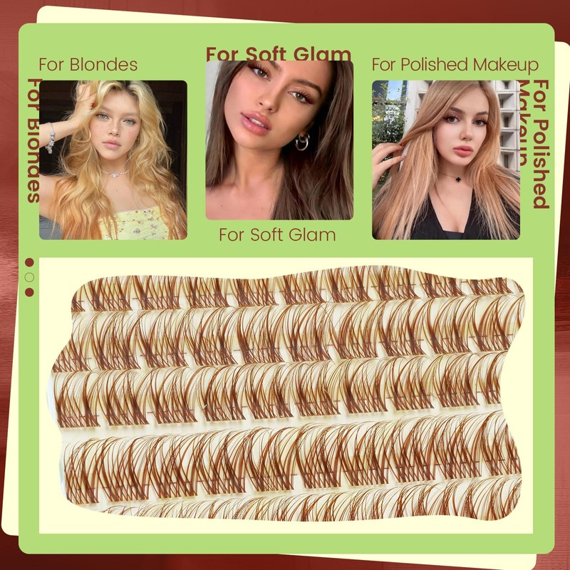 KEYYOU Spider Brown Lash Clusters Ki w/Black Bunny Wispy for