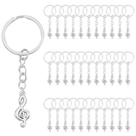 SUPERFINDINGS Pack of 34 Music Note Key Fob G Key Music Symbol Metal Alloy Music Pendant Sign with Iron Split Keyring for Christmas Fist Day Gifts Women Decor