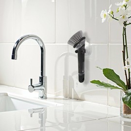 XNDGURE Soap Dispensing Dish Brush Storage Set Soap Dispensing Palm Brush Holder Kitchen Brush Dish Brush with Holder for Pot Pan Sink Cleaning